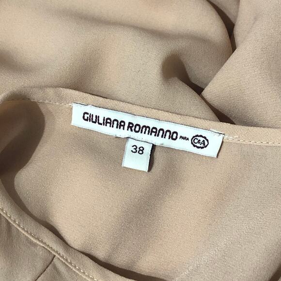 Giuliana Romanno tan camel long sleeve bouse with cut outs SIZE 38 Medium - Picture 6 of 8